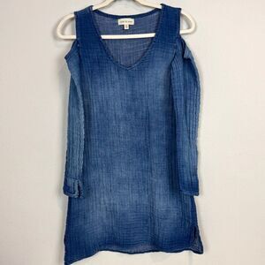 Cloth & Stone Anthropologie Blue Cotton Gauze Shift Dress XS